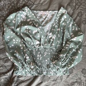 She + Sky Mint Floral Blouse